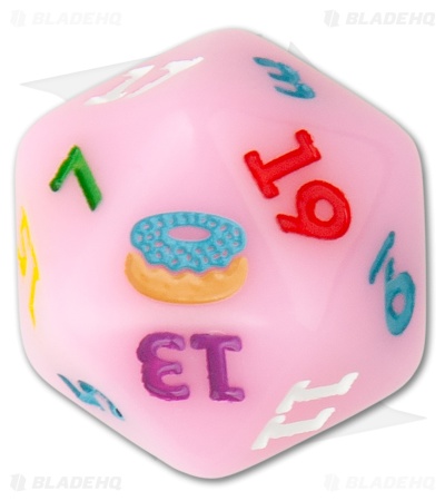 Flytanium Dessert Warrior® D20 Twenty-Sided Dice Donut Pink (1 Die)