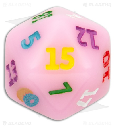 Flytanium Dessert Warrior® D20 Twenty-Sided Dice Donut Pink (1 Die)