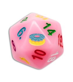 Flytanium Dessert Warrior® D20 Twenty-Sided Dice Donut Pink (1 Die)