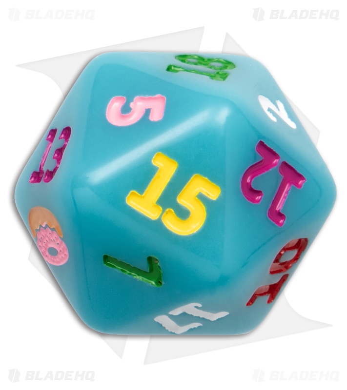Flytanium Dessert Warrior® D20 Twenty-Sided Dice Donut Blue (1 Die)