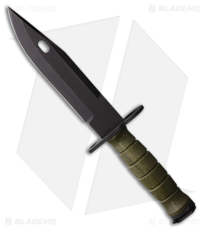 Ontario M-9 Combat Knife Green GFN (7.00" Black) No Saw