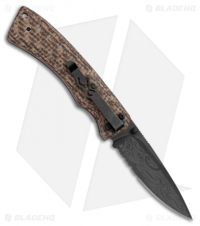 Browning Wihongi Liner Lock Knife Brown Micarta (3" Black Stonewash)