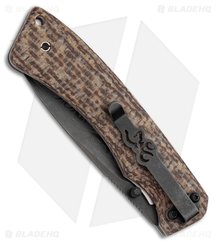 Browning Wihongi Liner Lock Knife Brown Micarta (3" Black Stonewash)