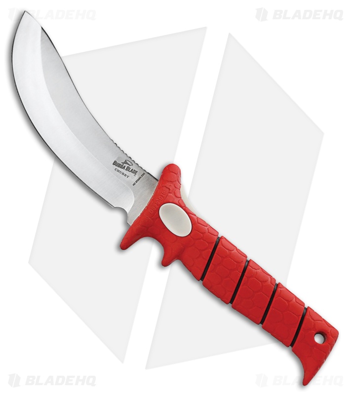 Bubba Blade Chubby Fixed Blade Knife Red Rubber (6" Satin)