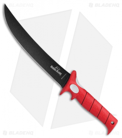Bubba Blade Stiffie Fillet Fixed Blade Knife Red Rubber (9" Black)