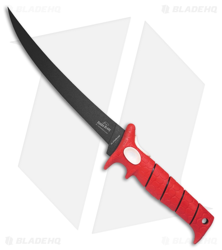 Bubba Blade 15"  Tapered Flex Fillet Fixed Blade Knife Red Rubber (9" Black)