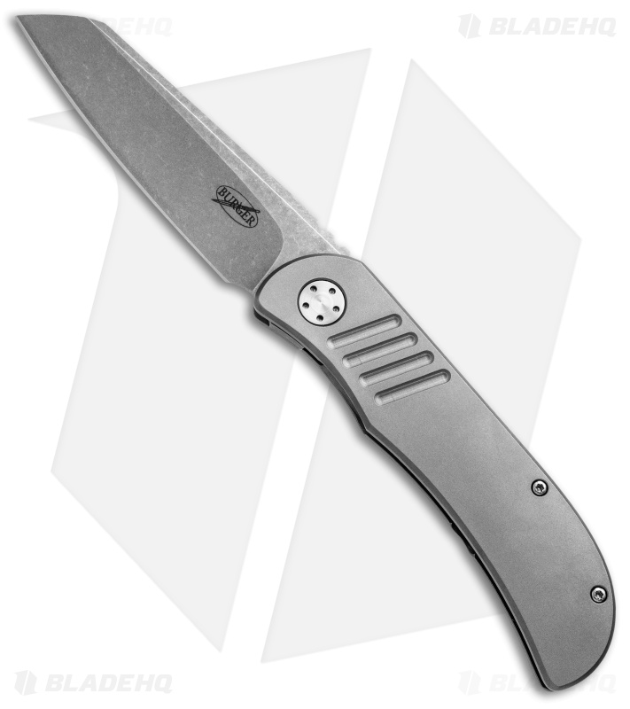 Burger Knives Custom LEXK Frame Lock Knife Titanium (3.25" Stonewash)