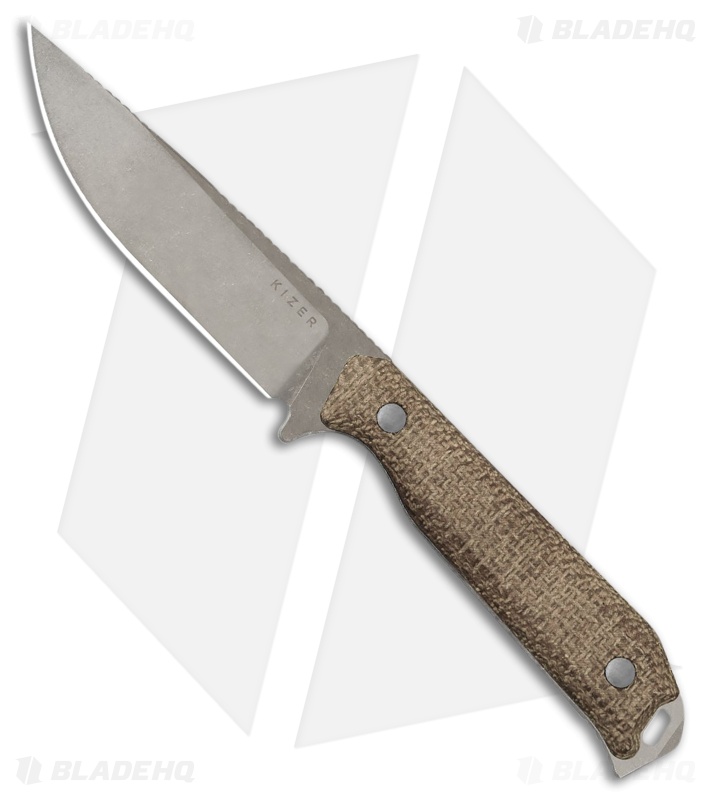 Kizer Begleiter Fixed Blade Knife Burlap Micarta Gray/SW