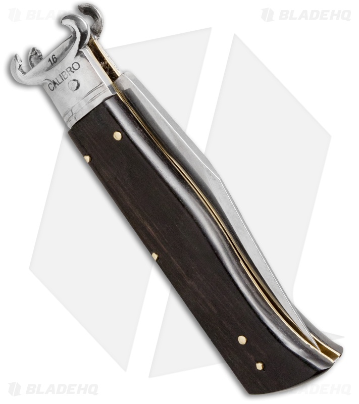 AGA Campolin 7.5" Calibro Humpback Automatic Knife Ebony Wood (3.4" Satin)