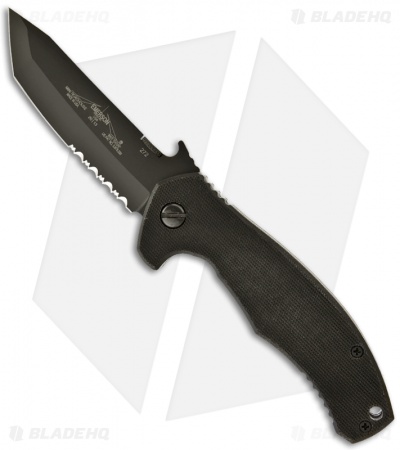 Emerson Mini Roadhouse BTS Black G-10 Folding Knife (3.4" Black Serr)