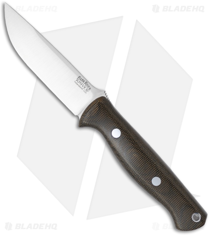 Bark River Knives Gunny Green Canvas Micarta Fixed Blade Knife (3.775" Plain)