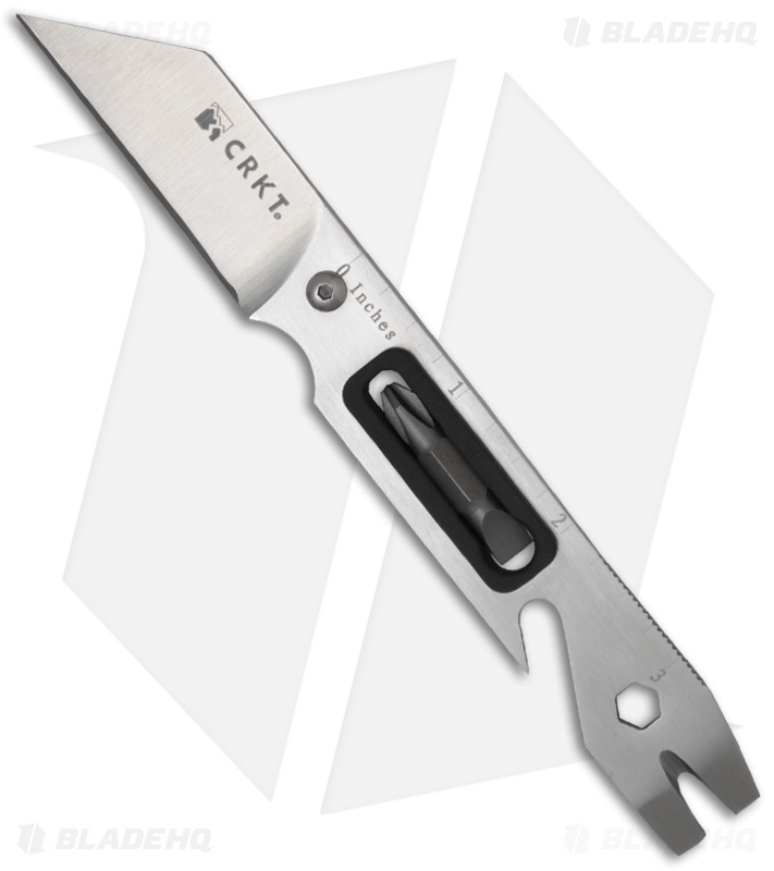 CRKT SpareTool Fixed Blade Multi-Tool Knife w/Sheath (Satin PLN) 2395
