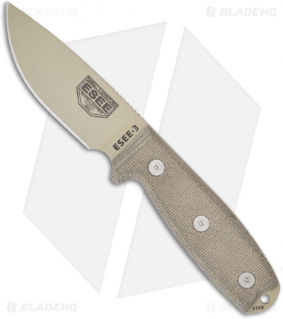 ESEE Knives ESEE-3PM-DT Modified Knife Green Sheath (3.88" Tan Plain)