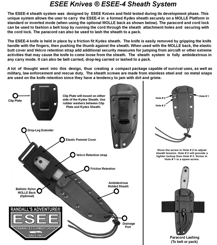 ESEE Knives ESEE-4P-CP Clip Point Knife (4.5" Black)