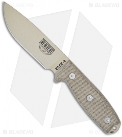 ESEE Knives ESEE-4P-MB-DT Wilderness Knife w/ MOLLE Back (4.5" Tan Plain)