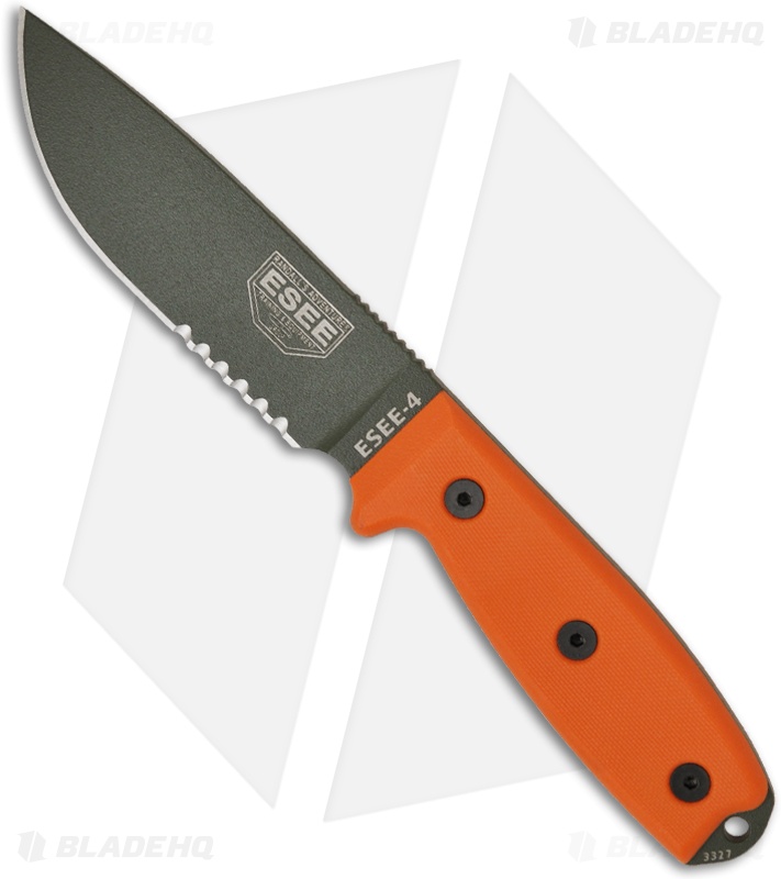 ESEE Knives ESEE-4S-OD Fixed Blade Knife (4.5" OD Green Serr)