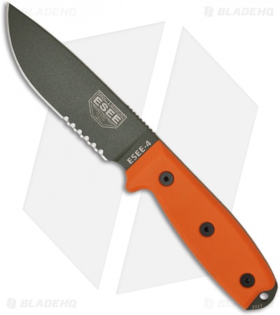 ESEE Knives ESEE-4S-OD Fixed Blade Knife (4.5" OD Green Serr)