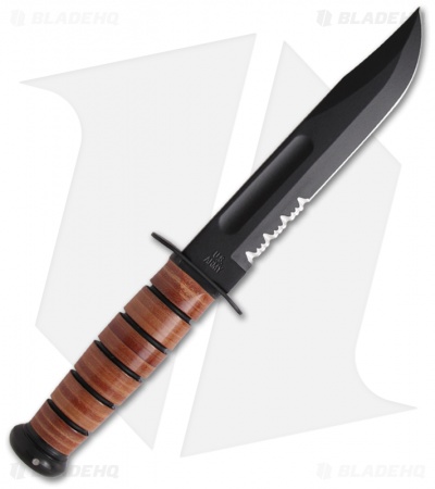 Ka-Bar Full-Size ARMY Fighting/Utility Knife Leather Sheath (7" Black Serr) 1219