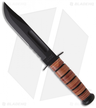 Ka-Bar Full-Size ARMY Fighting/Utility Knife Leather Sheath (7" Black Serr) 1219