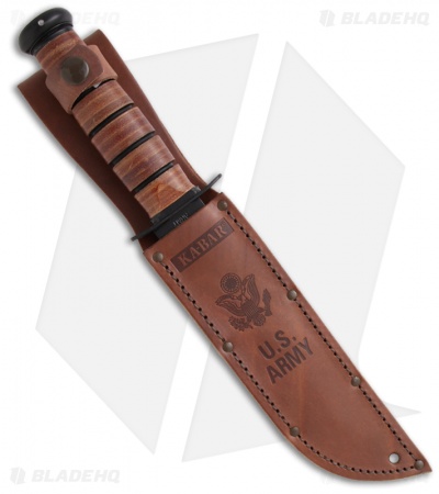Ka-Bar Full-Size ARMY Fighting/Utility Knife Leather Sheath (7" Black Serr) 1219