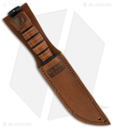 Ka-Bar Short USA Fighting/Utility Knife Leather Sheath (5.25" Black Serr) 1261