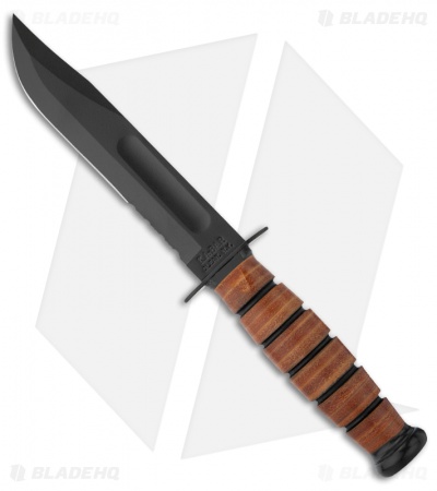 Ka-Bar Short USA Fighting/Utility Knife Leather Sheath (5.25" Black Serr) 1261