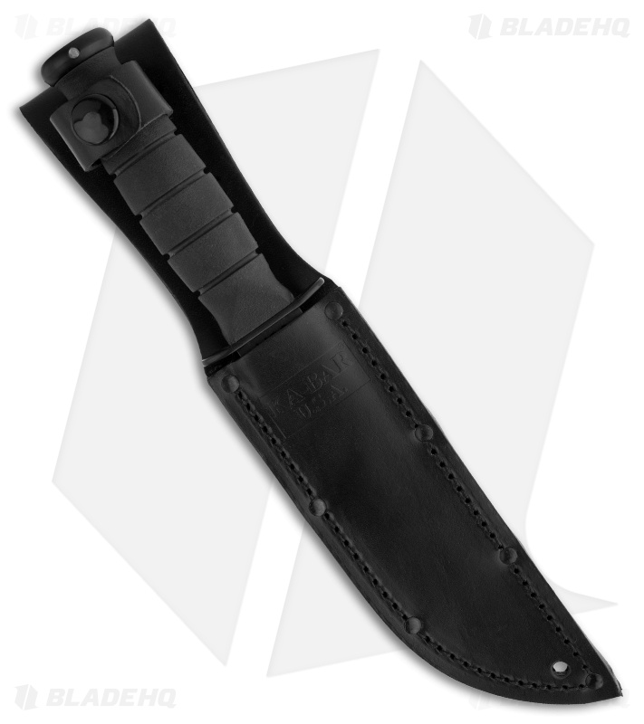 Ka Bar Short Fighting Utility Knife Black Leather Sheath 5 25 Black 1256 Blade Hq
