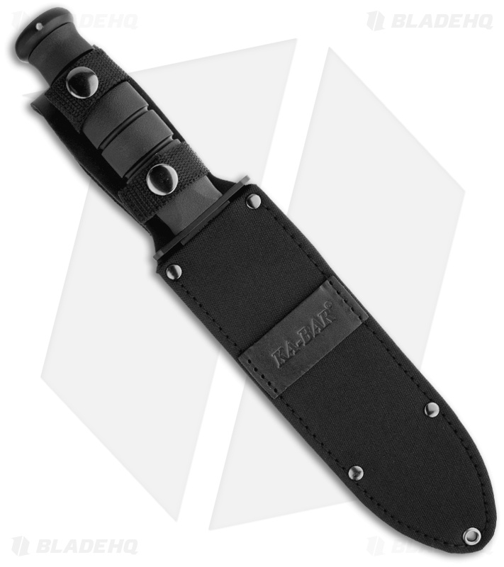 Ka-Bar Fighter Fixed Blade Knife Black Polymer w/ Sheath (8" Black Serr) 1271