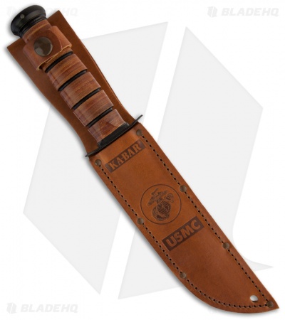 Ka-Bar Bowie USMC Full-Size Fixed Blade Knife (7" Black Serr) 02-1218