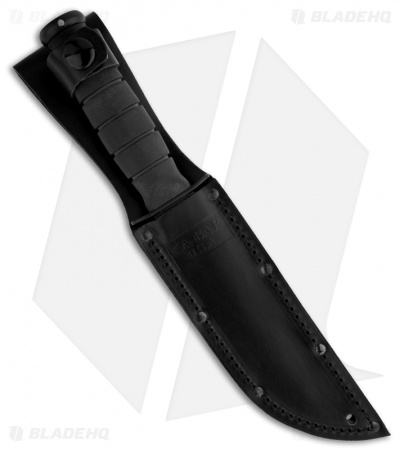 Ka-Bar Short Tanto Fighting/Utility Knife Black Leather Sheath (5.25" Serr) 1255