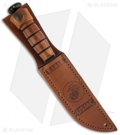 Ka-Bar Short USMC Fighting/Utility Knife Leather Sheath (5.25" Black Serr) 1252