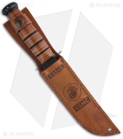 Ka-Bar Bowie USMC Full-Size Fixed Blade Knife (7" Black) 02-1217