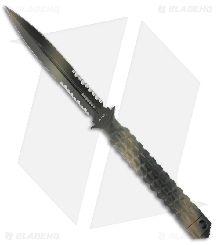 Microtech A.D.O. Knife Tan Camo D/E Dagger Fixed Blade (4.5" Serr) 115-2TC