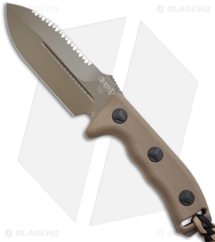 a/tan Microtech Tan Crosshair Knife Fixed Double Edge Blade (5