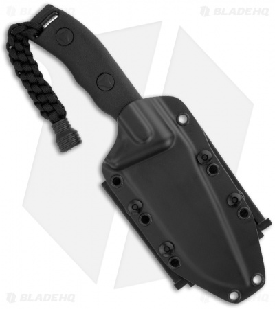 Microtech Currahee Drop Point Knife Fixed Blade (4.5" Black Serr) 102-2BL