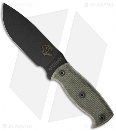 Ontario Afghan Knife Fixed Blade Black Micarta (5.38" Black Plain) 9419BM