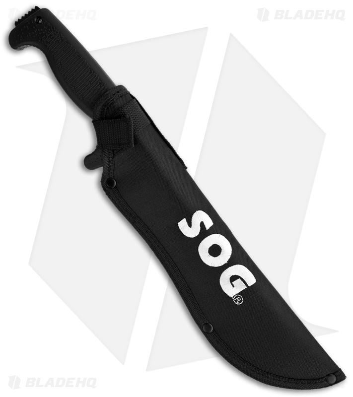 SOG SOGfari Machete - 10" Tanto Fixed Blade Knife w/ Sheath (Black) MC-04