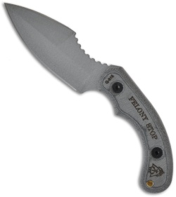 TOPS Knives Felony Stop Knife Double Edge Fixed Blade (3.5" Gray Plain) FELS-01