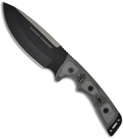 TOPS Knives Outpost Command Fixed Blade Knife w/ Micarta (Black PLN) OC01