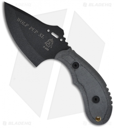 TOPS Knives Wolf Pup XL Fixed Blade Knife (3.5" Black Plain) WP011