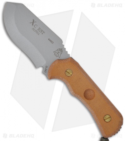 TOPS Knives XcEST-Alpha Fixed Blade Knife w/ Black Sheath (3.25" Gray) XCEST-A