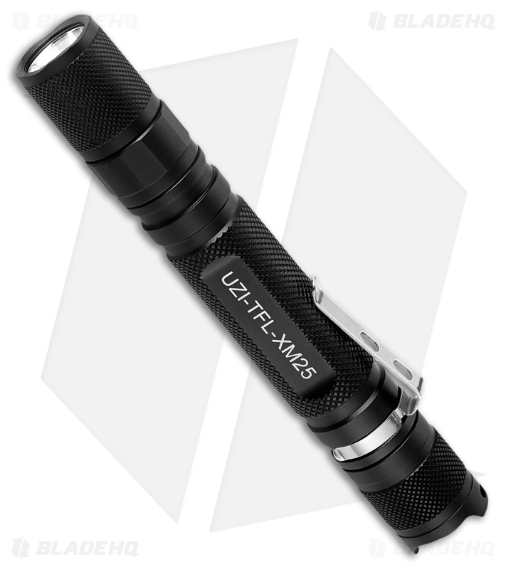 UZI Tactical AA LED Flashlight XM25 Black w/ Holster (500 Lumens) UZI-TFL-XM25
