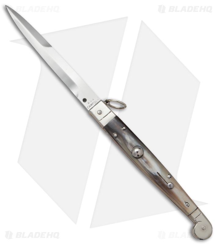 A.G.A. Campolin Sicilian Ring Pull Automatic Knife Brazilian Horn (4" Polish)