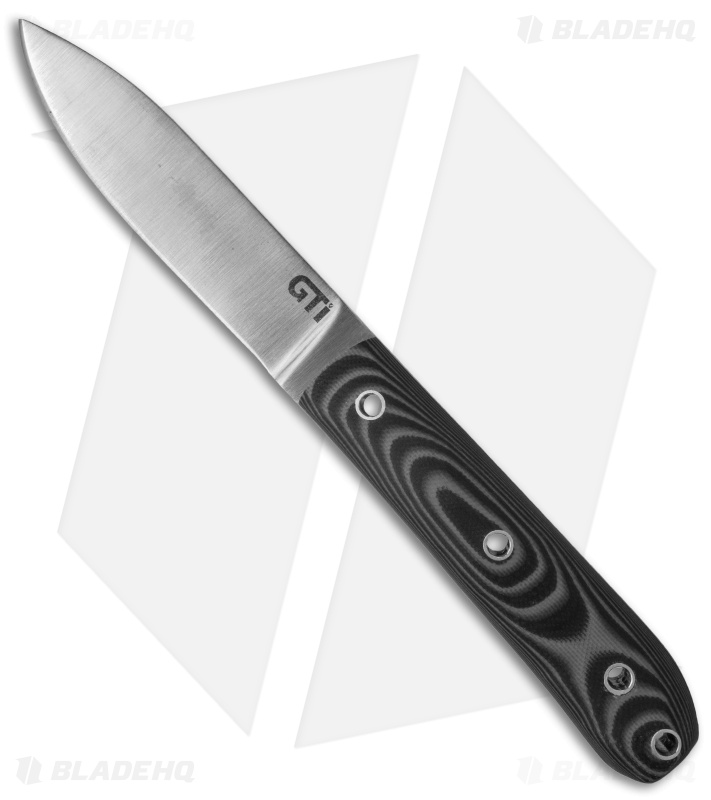 GTI Custom Spear Point Fixed Blade Knife Black/Gray G-10 (4" Satin)