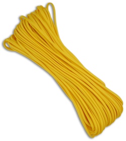 Yellow 550 Paracord Nylon Braided 7-Strand Core (100') USA