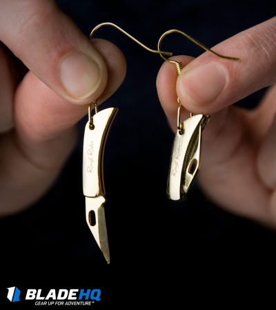 Rough Rider Miniature Folding Knife Earrings - Gold