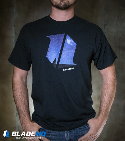 Blade HQ Black Short Sleeve T-Shirt Wolf & Moon Shield Logo