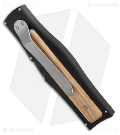 AKC Gravit-E Manual OTF Knife Black/Wood  (3.7" Black)