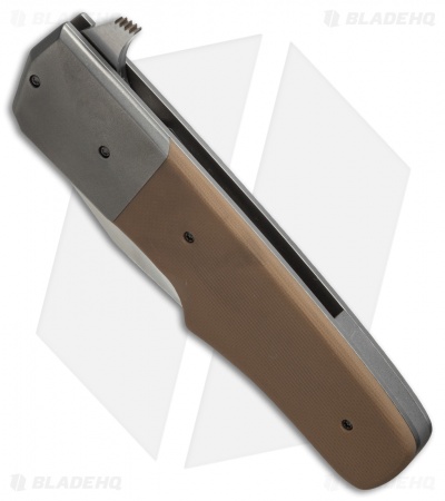 Jason Clark Custom Wombat Flipper Knife Brown G-10/Titanium (3.6" Satin)
