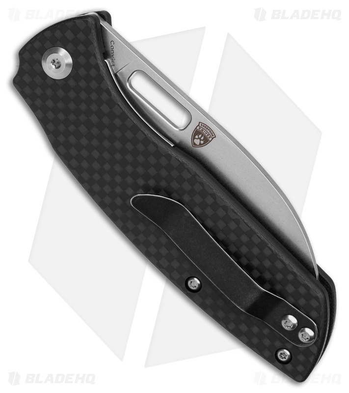 Kansept Knives Convict Liner Lock Knife Black Carbon Fiber (3.4" Stonewash)